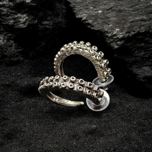 Octopus Hoops 2inch sterling silver post - Picture 1 of 3